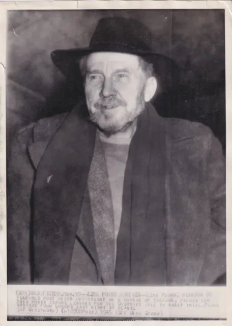 EZRA POUND American Poet * VINTAGE Mental Illness INSANITY TREASON 1945 photo