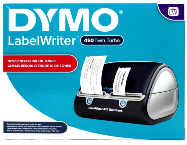 Dymo LabelWriter 450 Twin Turbo Black Brand New Never Used + Labels New