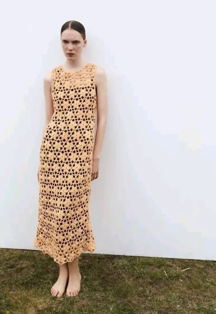open lace back dress ZARA. Colorful crochet dress. TM – Hibuy market