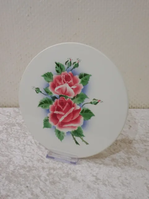 Antike Art Deco Design Keramik Platte Spritzdekor Rosen - Vintage um 1920 - 21cm