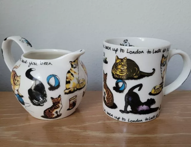 Cardew Kit-Tea Pussycat Creamer Pitcher & Tea Coffee Mug Cup Set By Paul Cardew