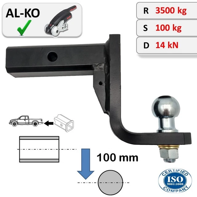 Crochet ATTELAGE Remorque Adaptateur USA-Voitures 50x50mm Boule De