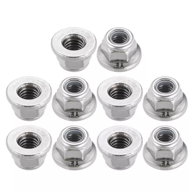 M5x0.8mm flangia esagonale inserto nylon dadi bloccaggio acciaio inox 304, 10 pz