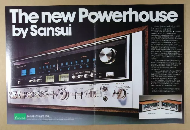 1976 Sansui 9090 Stereo Receiver vintage print Ad 1976 Sansui 9090 Stereo Receiver vintage print Ad