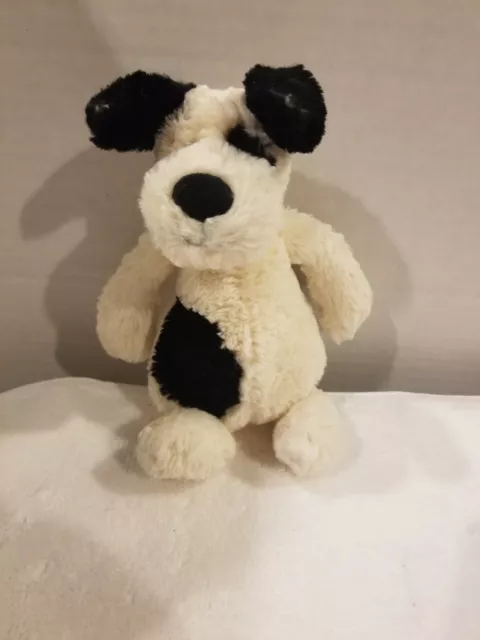 Jellycat London Bashful Black Spot Cream Puppy Dog Small 8” Infant Doll Soft