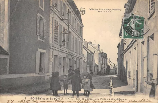 Cpa 91 Boissy Sous Saint Yon / Rue De Chatres / Poste Du Cote D'arpajon