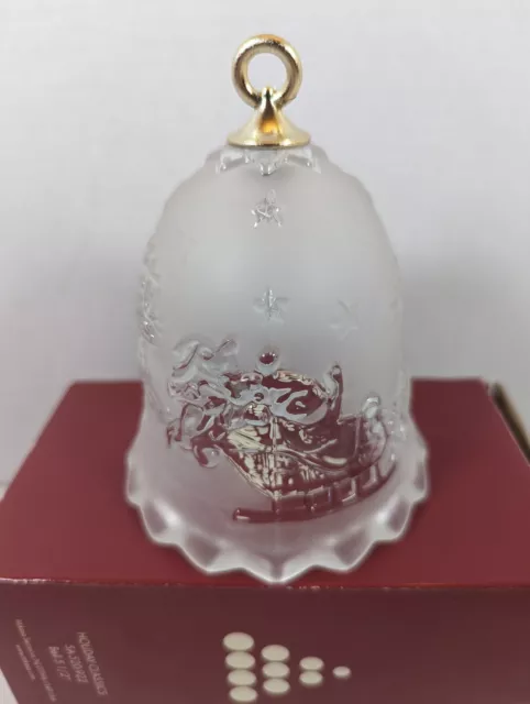 VTG MIKASA Christmas Ornament Crystal  Bell 5.5”  with tags Sleigh with Reindeer