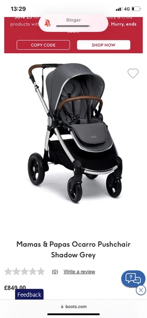 Nuevo cochecito Mamas and Papas Ocarro en caja gris sombra