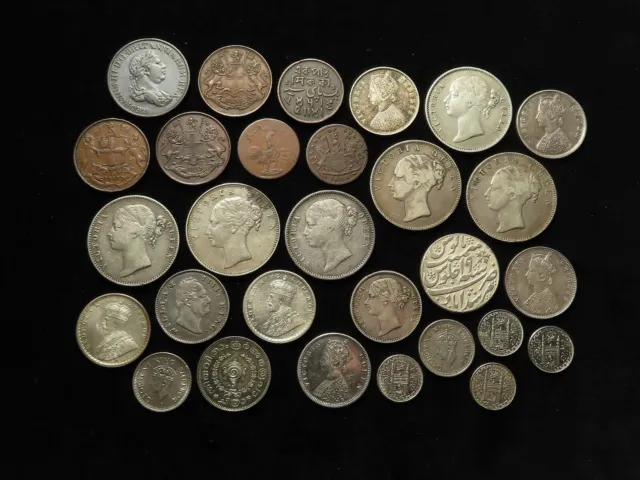 India, Malaysia etc (29) Coins: British Raj, States, and East India Company