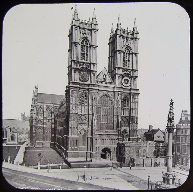 Glass Magic Lantern Slide WESTMINSTER ABBEY C1890 PHOTO LONDON ..... JV