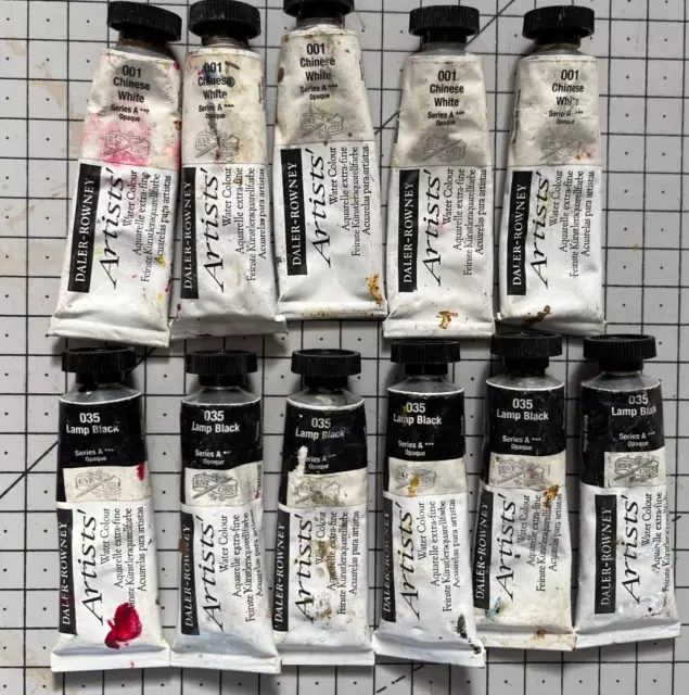 Daler Rowney Artists Watercolour Tubes Chinese White and Lamp Black