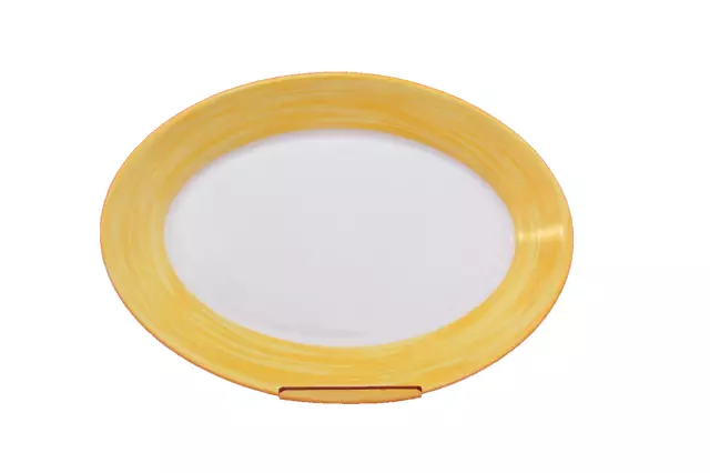 Arcoroc Brush Yellow 11 3/4" Oval Platters Yellow and White  Lot of 24  S8005