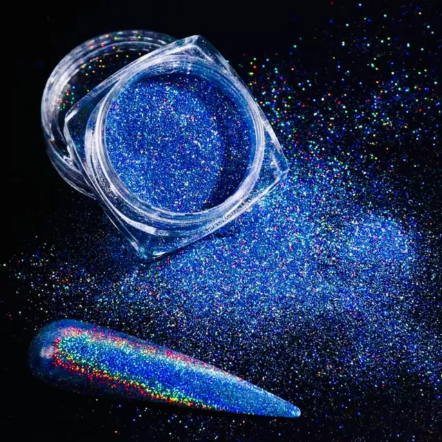 #25 ROYAL BLUE Nail Holographic Glitter Powder Manicure Shimmer Holo Effect