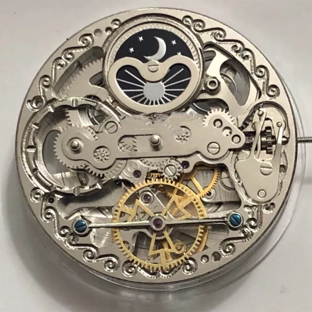 Double Mainspring Multi-function Hollow Mechanical Movement Double Time Zone