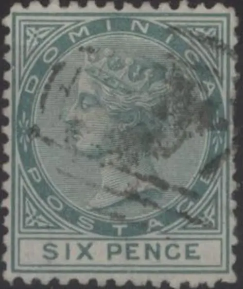 Dominica 1874 Queen Victoria 6d green, used