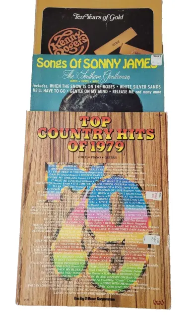 Lot of 3 Vintage Country Sheet Music Books Kenny Rogers Sonny James Hits of 1979