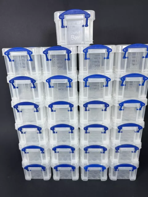 Lot of 25 Really Useful Box 0.14 Litre Plastic Storage Boxes - Clear