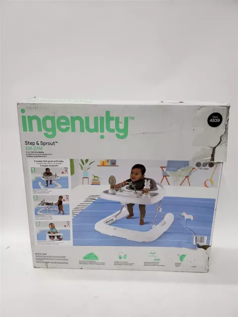 Ingenuity Step & Sprout 3-in-1 Foldable Baby Activity Walker with Toys Forest