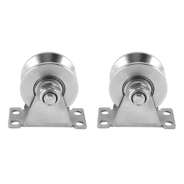 2 Pack V-Type Stainless Steel Pulley Block D?Mpfer Bearing Sliding Roller RunM1G7