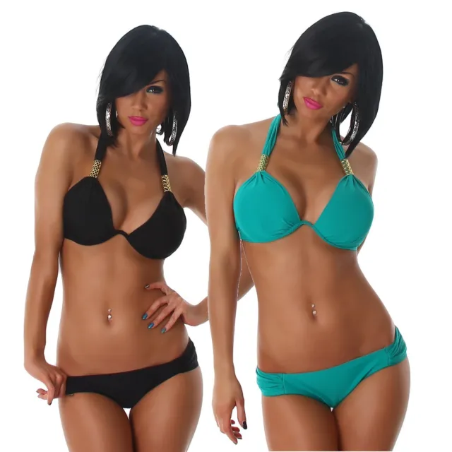 Bikini triangolo con ferretto donna costume spiaggia piscina due pezzi nuovo #