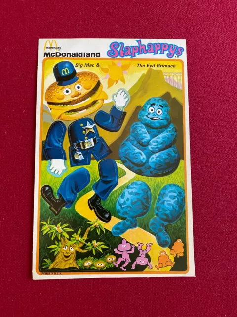 1970's,McDonald's,"Un-Used" Big Mac / Evil Grimace "Slaphappys" Sticker -Vintage