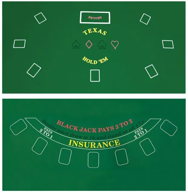 36x72" Texas Holdem Poker & Blackjack Game Table Felt Layout Mat, (Discounted)