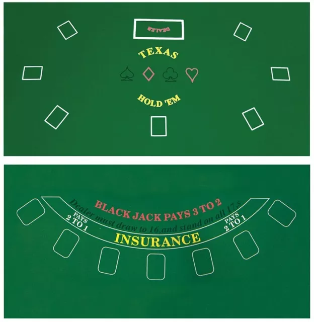 Da Vinci 36x72" Texas Holdem Poker & Blackjack Game Table Felt Layout Mat, NEW