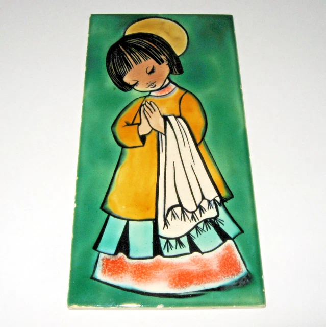 Vintage Villeroy & Boch Praying Angel Ceramic Tile Made In France