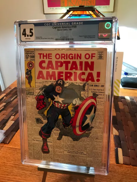 CGC 4.5 White Pages    Captain America #109   Stan Lee, Jack Kirby     Origin!