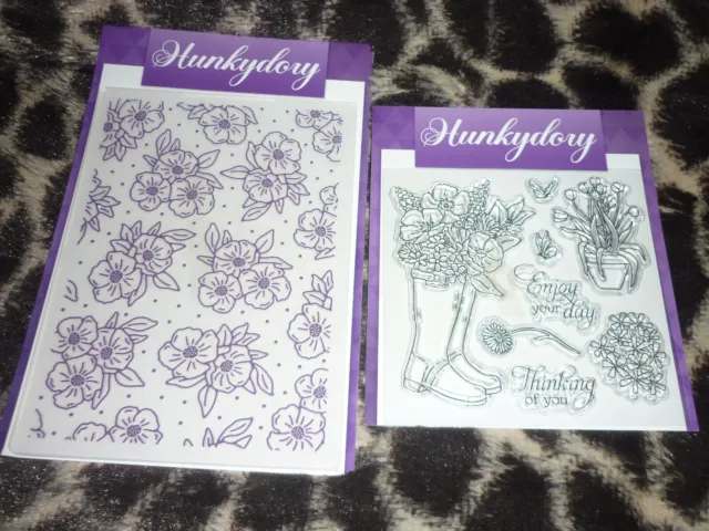 Hunkydory Clear Stamps (8) & Floral Embossing Folder New