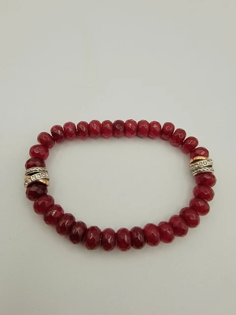 Brighton Ruby Red Neptune's Rings Stretch Bracelet Swarovski Crystals Retired