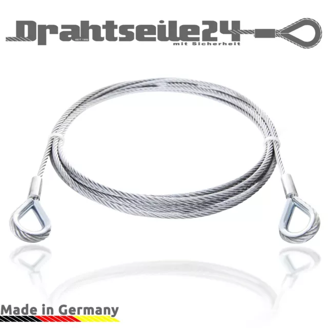 Drahtseil mit Kausche 2mm 3mm 4mm 5mm 6mm 10mm 12mm 14mm 16mm Stahlseil mit Ösen