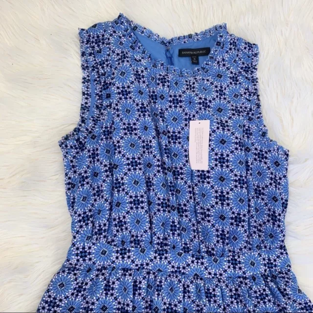 Robe à volants bleu florale bleue neuve avec étiquettes 8P 3