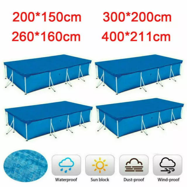 Outdoor Garden Rectangular Swimming Pool Cover Tarpaulin for Intex Bestway Frame