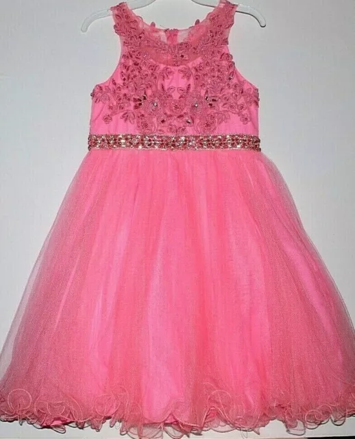Girl's Cinderella Couture Party Dress Size 10 Pink Lined Sleeveless Embroidered