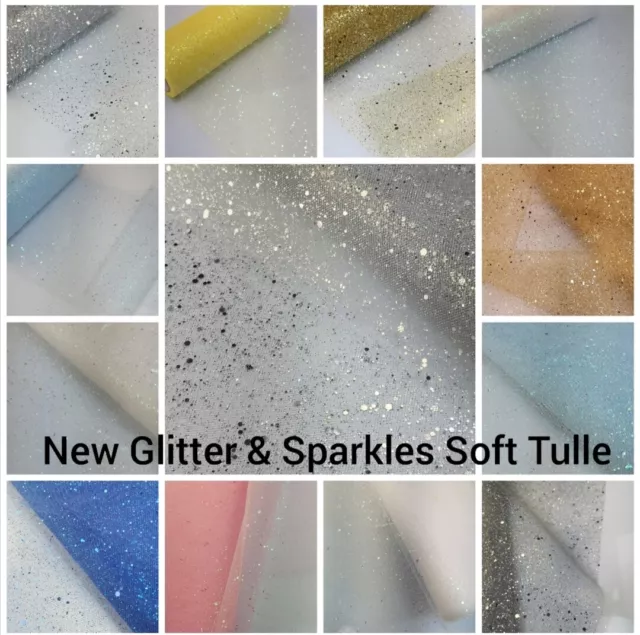 Glitter Sparkles Soft Fine Tulle 6"/15 cm | 54" /145 cm Width Tutus Craft Fabric