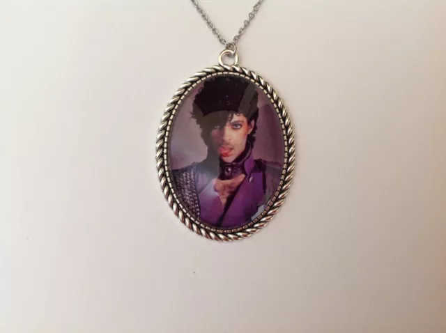 Prince silver necklace rockabilly retro vintage Purple Rain cameo accessory