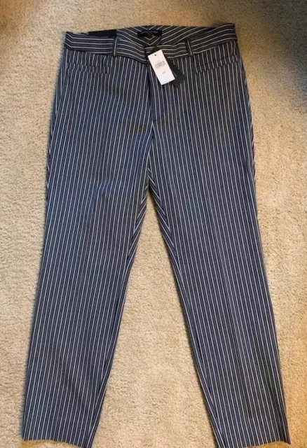 banana republic Pin Striped Navy Blue and White pants women 10 Sloan Style