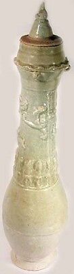 Medieval China Celadon Green Dragon Glazed Ceramic Funerary Offering Jar 1000AD 3