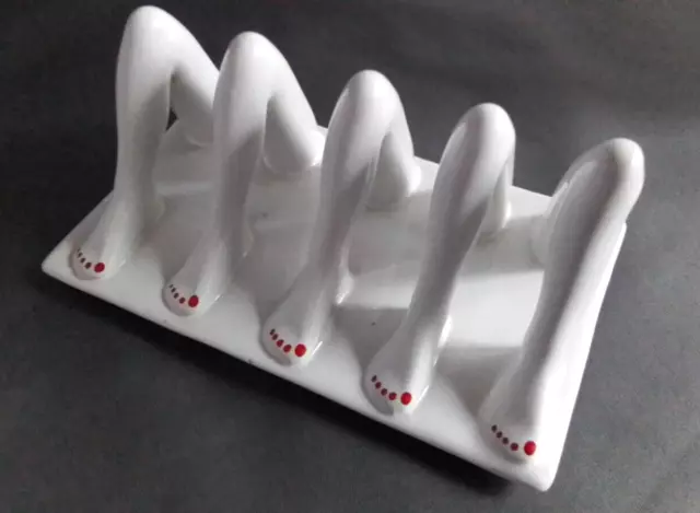 Vtg 1980s Carlton Ware Deco Ladies “SAUCY LEGS” Toast Rack - made in England