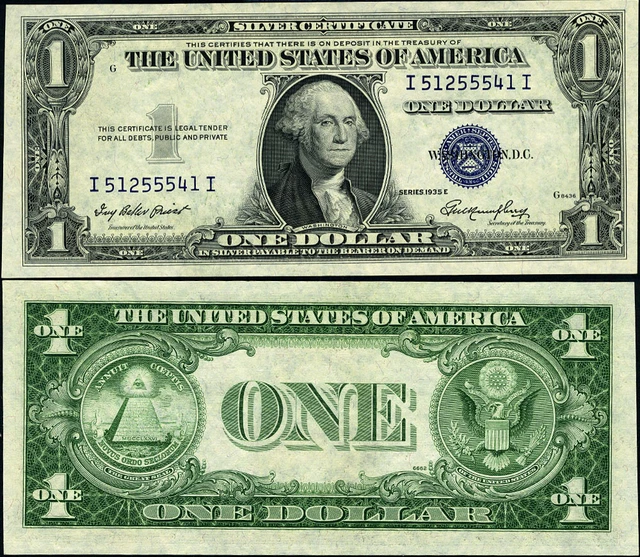 FR. 1614 $1 1935-E Silver Certificate I-I Block Gem CU