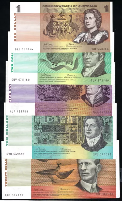 Commonwealth of Australia 1972 Phillips/Wheeler $1 $2 $5 $10 $20 Banknote Set