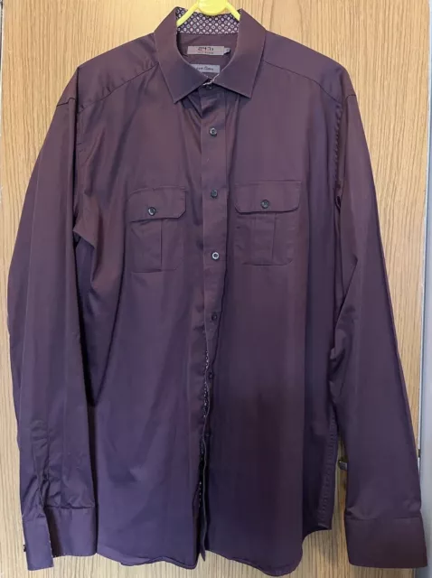 Jeff Banks 24:7 Men’s Shirt Long Sleeved XL Dark Purple