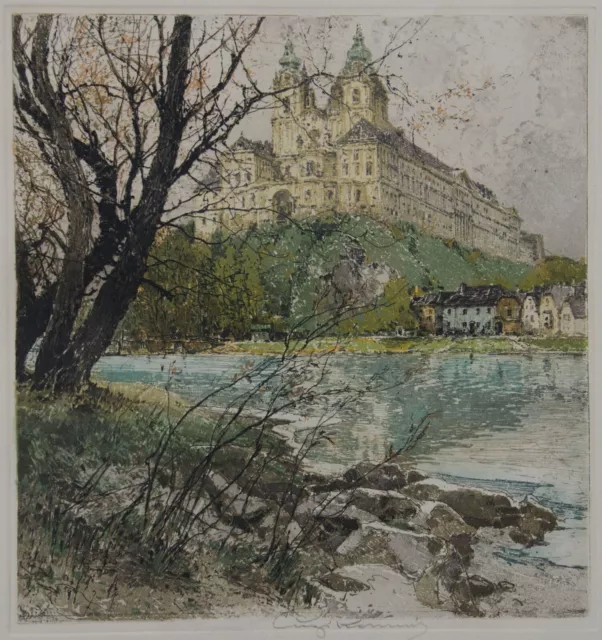 Luigi Kasimir ( 1881-1962 )  Stift Melk - Radierung