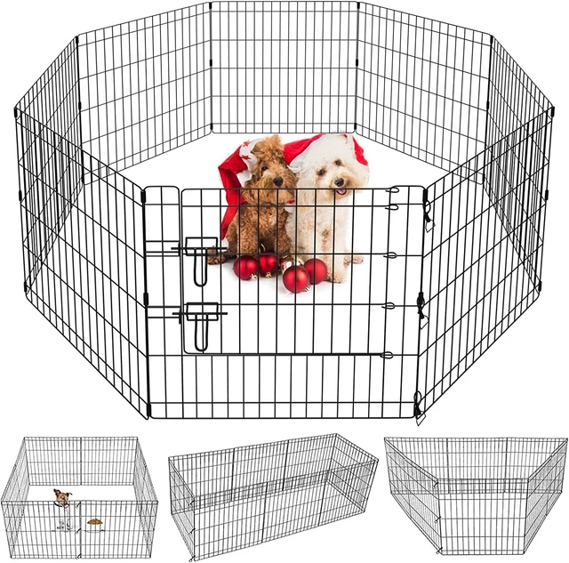 EXPANDABLE 8 PANEL Dog Kennel Exercise Playpen Multiple Shape Safe For