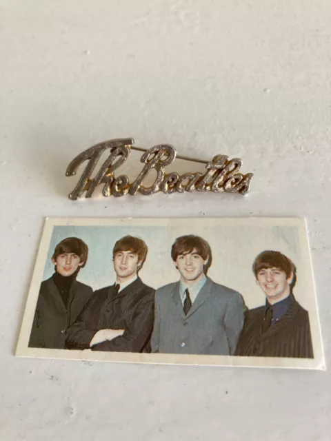 **Vintage (1960S) Metal Brooch - The Beatles & Brooke Bond Tea Card**