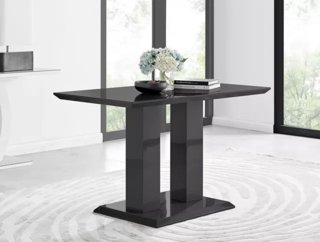 IMPERIA Black High Gloss 4 Seater Pillar Support Kitchen Dining Table