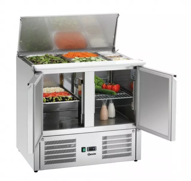 Bartscher Saladette Edelstahl Salatkühlschrank Salatbar Salattheke 90 cm 900 mm