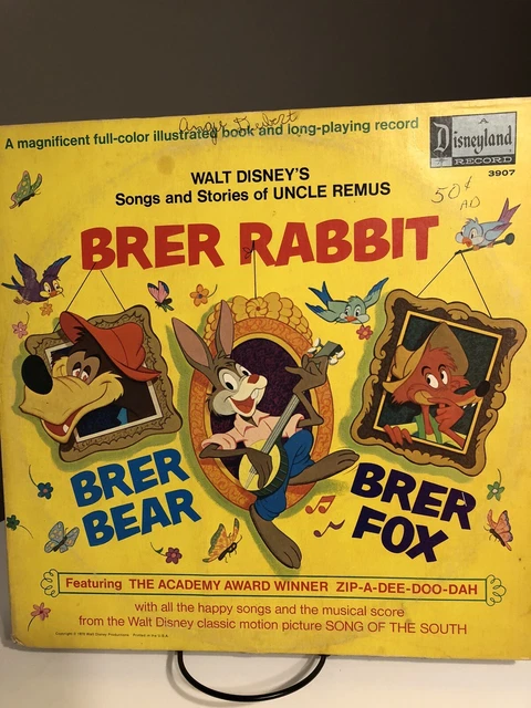 Walt Disney’s Uncle Remus Brer Rabbit Book & LP Record 1970 Disneyland 3907 Walt Disney’s Uncle Remus Brer Rabbit Book & LP Record 1970 Disneyland 3907