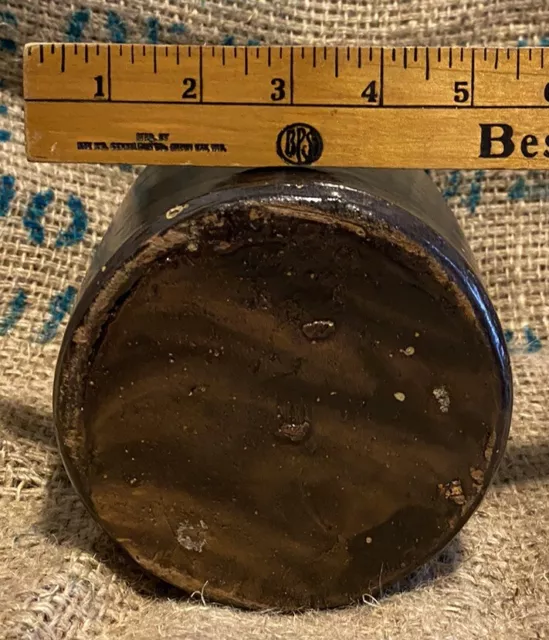 VTG Antique Brown Salt Glaze Stoneware Primitive Beehive Whiskey Jug Crock 9” 2